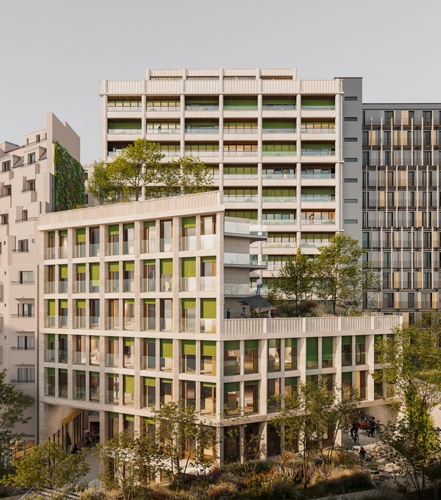 Rendu 3D Réhabilitation Bâtiment logements Atelier Martel FROM Architectes Mc Donald Paris 15eme 2023