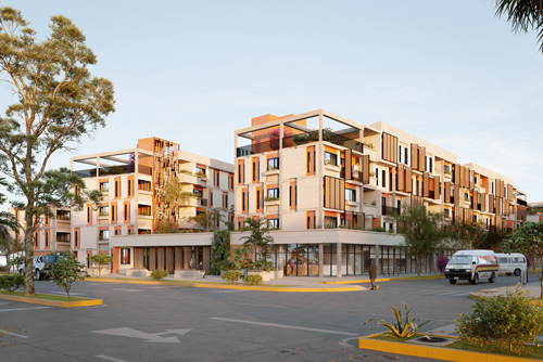 Rendu 3D Bâtiment de logements Olmos Pérou Université USMP Lima 2024