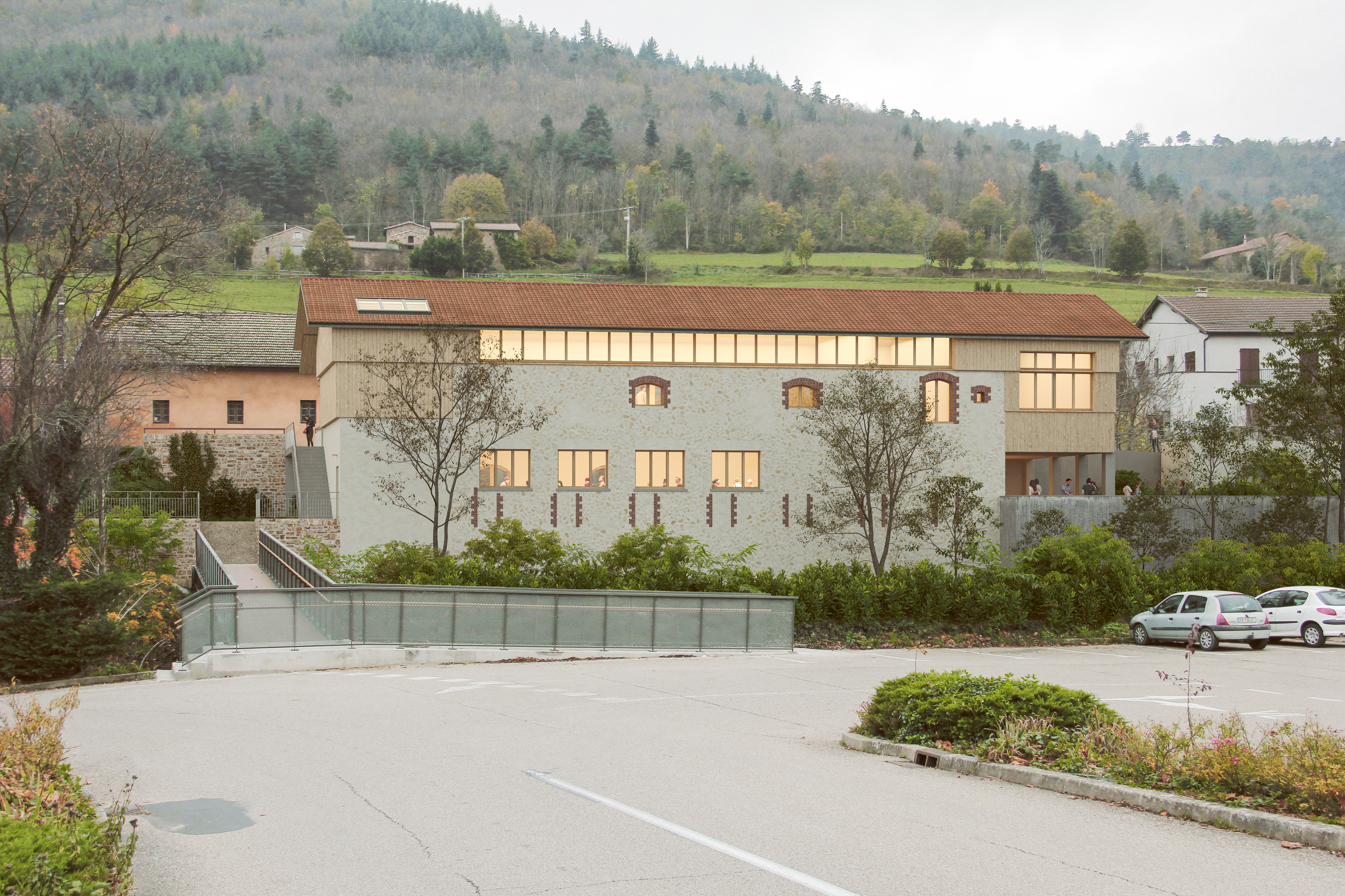Rendu 3D perspective bâtiments modernes Satillieu Ardèche 2024 un projet de ARCHIPOLIS