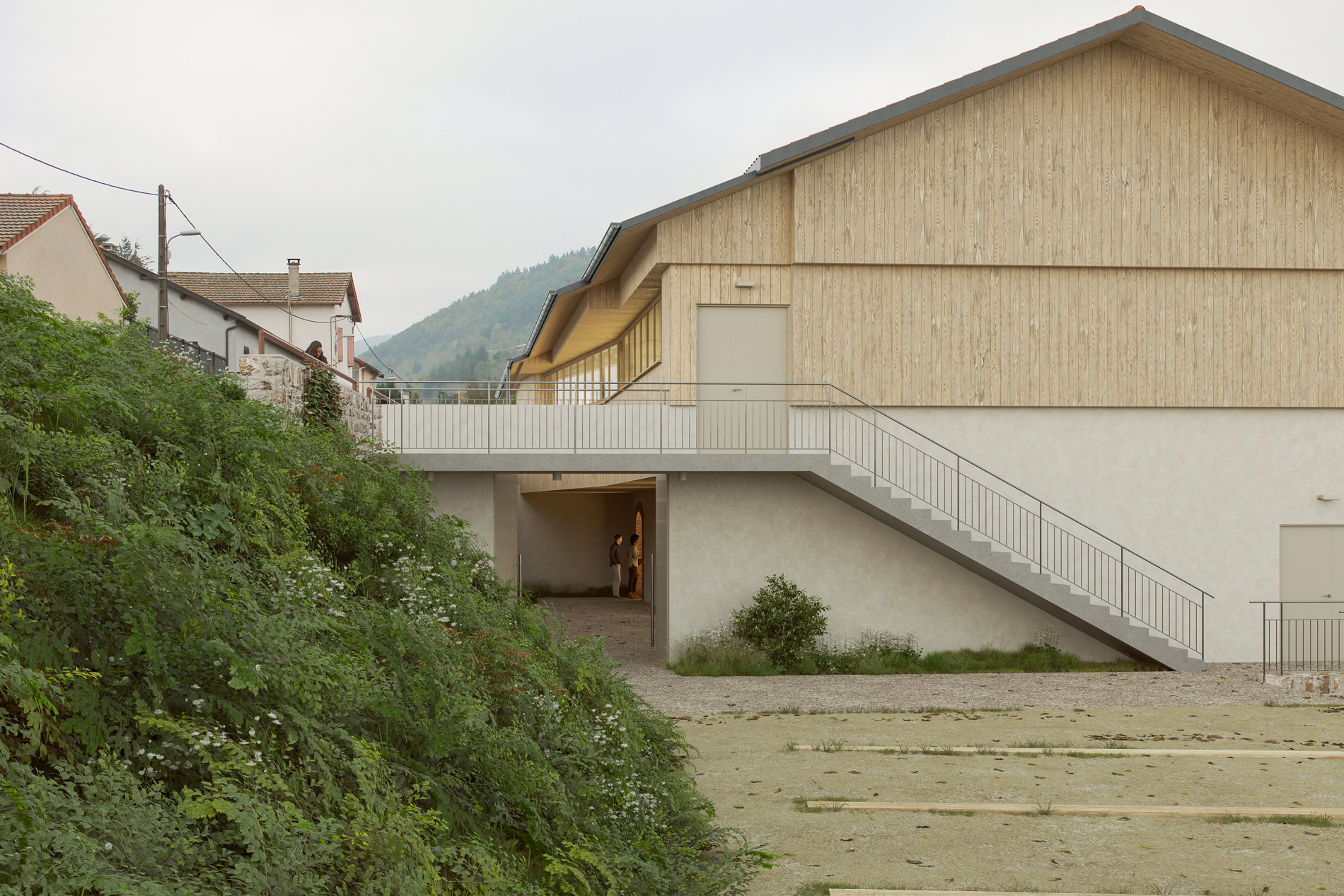 Rendu 3D perspective bâtiments modernes Satillieu Ardèche 2024 un projet de ARCHIPOLIS