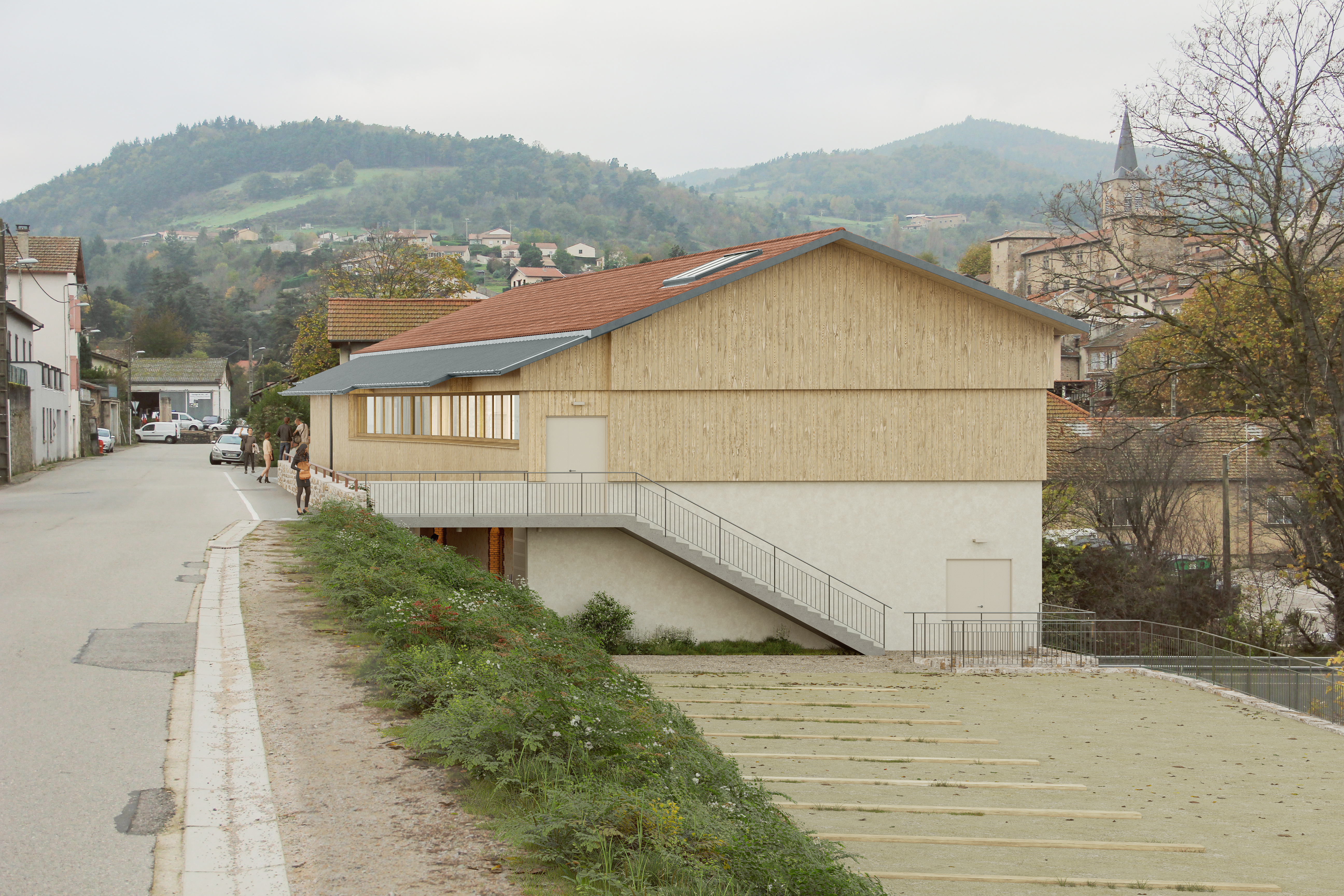 Rendu 3D perspective bâtiments modernes Satillieu Ardèche 2024 un projet de ARCHIPOLIS