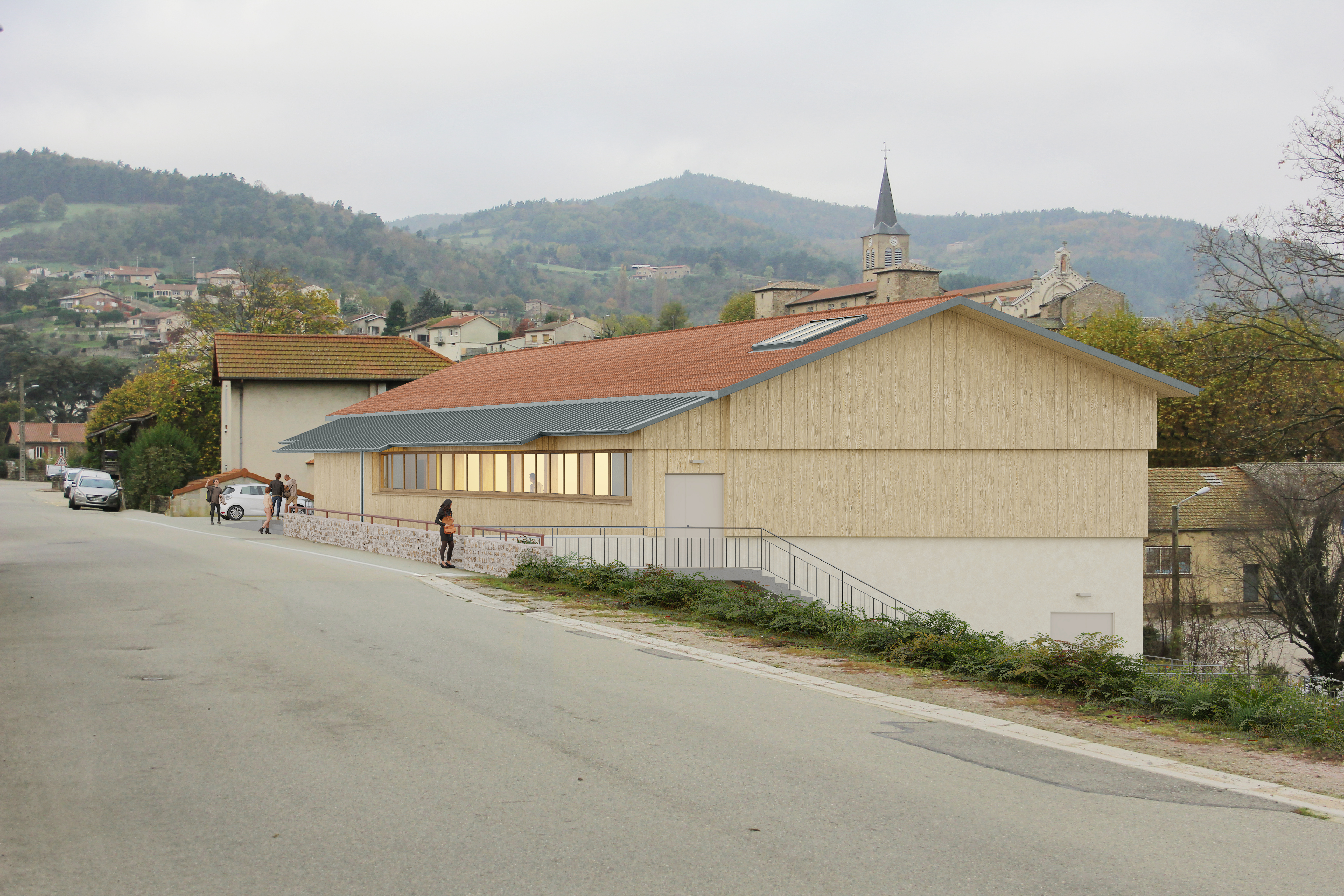 Rendu 3D perspective bâtiments modernes Satillieu Ardèche 2024 un projet de ARCHIPOLIS