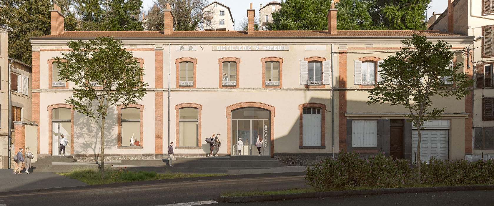 Rendu 3D perspective Réhabilitation Conservatoire Thiers Auvergne 2026 un projet de GRAMA Architecture