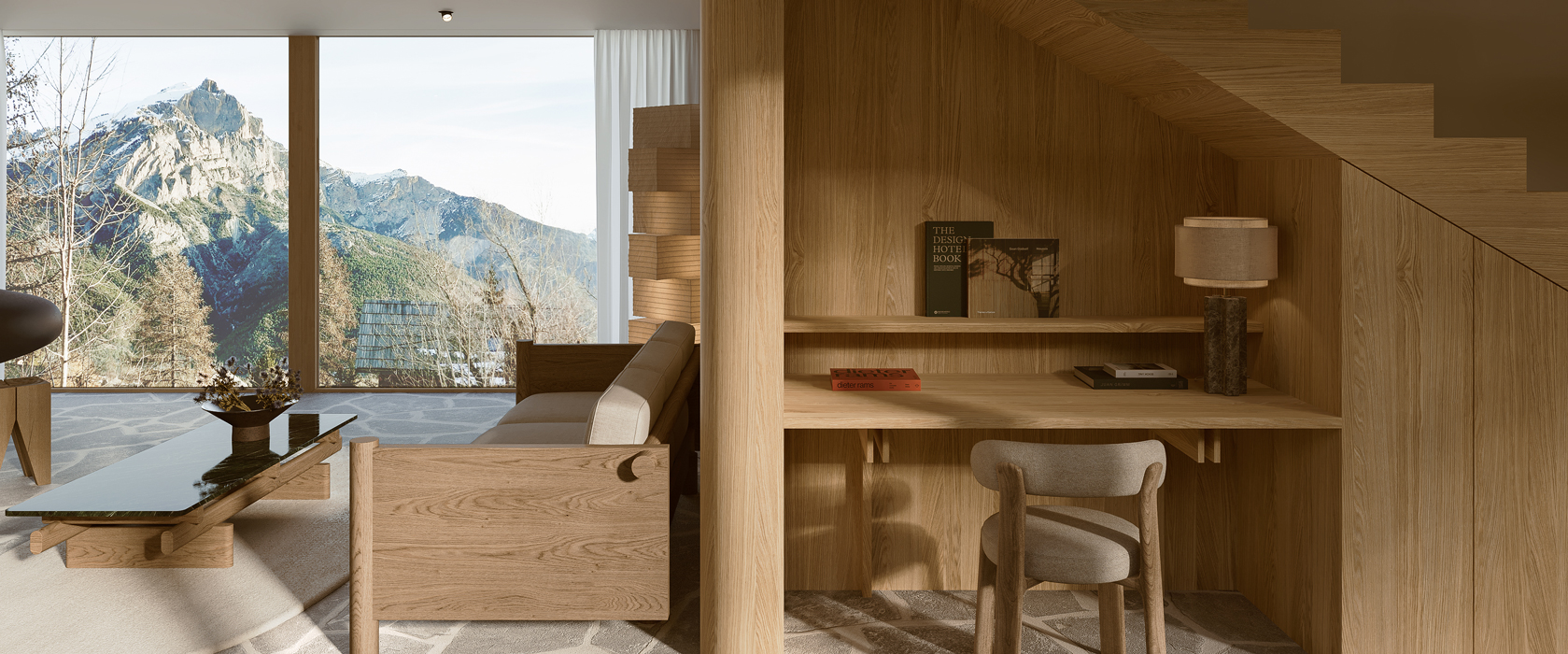 vue 3D chalet moderne hautes alpes France architecture biosourcée de montagne polka architecture Briançon