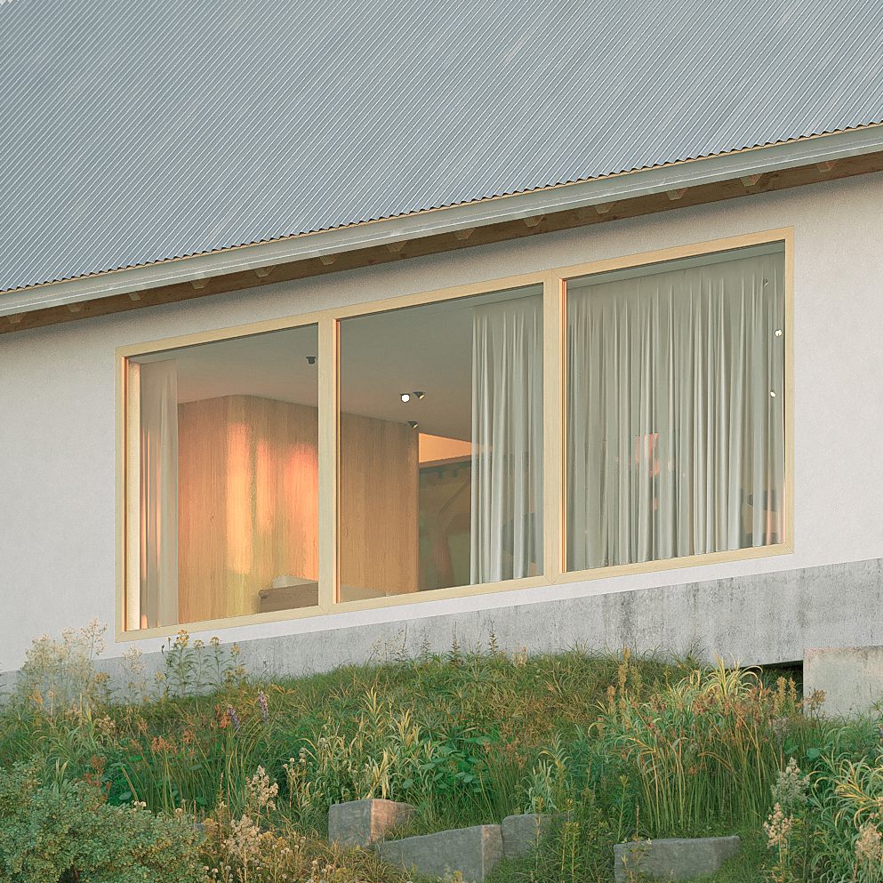 vue 3D chalet moderne hautes alpes France architecture biosourcée de montagne polka architecture Briançon